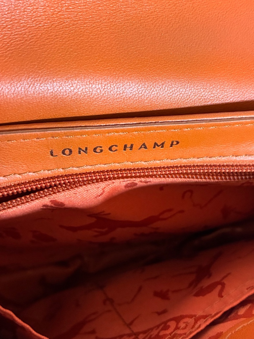 Longchamp orange leather Cavalcade crossbody - Picture 8 of 15